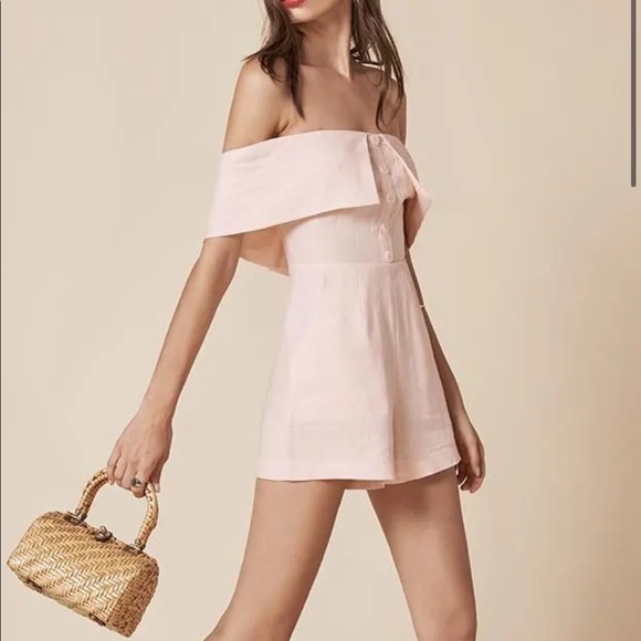 REFORMATION Frankie Jumpsuit Romper NWOT sz.0 in Rose White - Picture 4 of 9